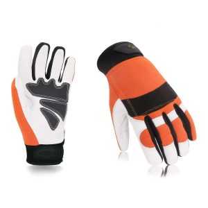 Vgo Chainsaw Work Gloves Saw Protection on Left Hand Back(1Pair,Size XL,Orange,GA8912)